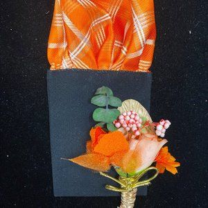 Matching Pocket Square and Boutonniere